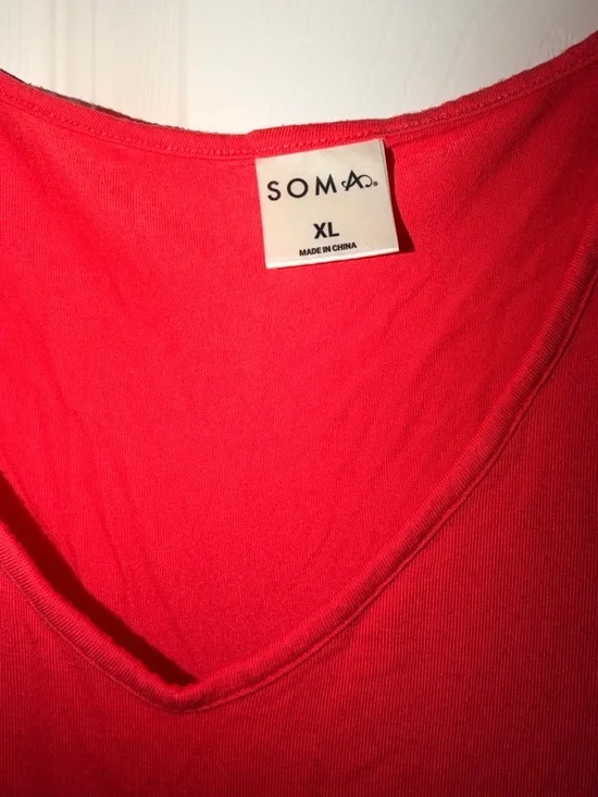 Soma XL Lounge Set Coral Tee & Printed Shorts Soft Pajamas - Picture 7 of 11